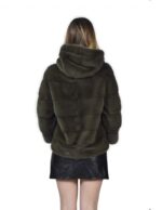 Jacke 46 Nerzpelzes horizontal olivgrün Kappe mit 3/4 Hülse – Bild 6