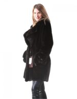 Pelliccia cappotto donna visone a pelle intere black nafa 44