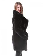 Pelliccia cappotto donna visone a pelle intere black nafa 44