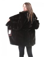 Pelliccia cappotto donna visone a pelle intere black nafa 44