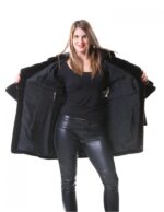 Pelliccia cappotto donna visone a pelle intere black nafa 44