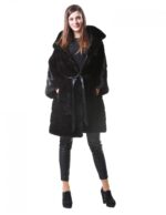WOMEN'S MINK FUR COAT MANAKAS BLACK HORIZONTAL - Image 6