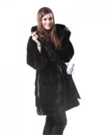 WOMEN'S MINK FUR COAT MANAKAS BLACK HORIZONTAL - Image 4