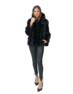 Jacket mink fur horizontal black hood 50 fourrure de vison pelliccia visone Nerz - Image 5