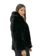 Jacket mink fur horizontal black hood 50 fourrure de vison pelliccia visone Nerz - Image 4
