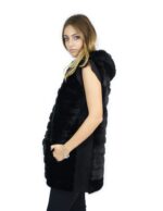 Sleeveless mink fur black horizontal with reindeer hood 52 fourrure de vison pelliccia visone Nerz - Image 3