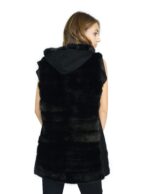 Sleeveless mink fur black horizontal with reindeer hood 52 fourrure de vison pelliccia visone Nerz - Image 6