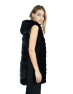 Sleeveless mink fur black horizontal with reindeer hood 52 fourrure de vison pelliccia visone Nerz - Image 4