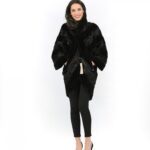 48 Pelliccia persiano nero cappotto donna stondato collo visone collezione