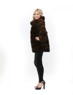 50 Fur Coat Mink Horizontal Scanbrown Braschi High Neck - Image 4