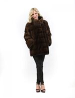50 Fur Coat Mink Horizontal Scanbrown Braschi High Neck - Image 5