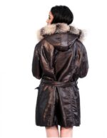 53 PUFFER JACKET BROWN SHINY HOOD DETACHABLE EDGED FOX AND COATING OF PAINT - Image 7
