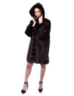 DOWN JACKET REVERSIBLE JACKET 58 FABRIC AND BROWN REX WITH EDGED HOOD - Image 3