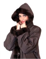 DOWN JACKET REVERSIBLE JACKET 58 FABRIC AND BROWN REX WITH EDGED HOOD - Image 6