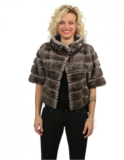 42 GIACCHINO VISONE LAVORAZIONE ORIZZONTALE IRIS NEW CON COLLO PISTAGNA MANICA A GOMITO