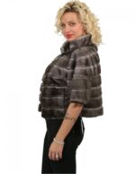 42 JACKET MINK IRIS NEW HORIZONTAL WORKING WITH NECK piping ELBOW SLEEVE - Image 3