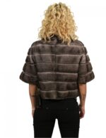 42 JACKET MINK IRIS NEW HORIZONTAL WORKING WITH NECK piping ELBOW SLEEVE - Image 6