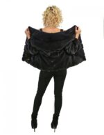 44 mink dark denim jacket with transverse machining with leather inserts piping neck - Image 6