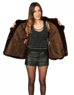 WOMEN'S FUR JACKET MAHOGANY NATURAL SKIN WHOLE NECK KOREAN - Image 7