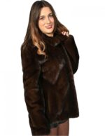 WOMEN'S FUR JACKET MAHOGANY NATURAL SKIN WHOLE NECK KOREAN - Image 3