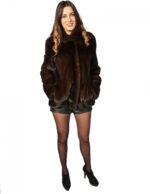 WOMEN'S FUR JACKET MAHOGANY NATURAL SKIN WHOLE NECK KOREAN - Image 5