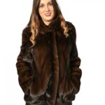 PELLICCIA DONNA GIACCA MOGANO NATURALE PELLE INTERE COLLO COREANA