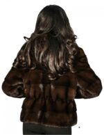 Women's Mahogany Fur 48 Jacket Hooded and Horizontal Knitting Drawstring Waist - Image 5