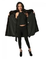 PELLICCIA DONNA CAPPOTTINO VISONE 48 DYED AURORA ORIZZONTALE CON COLLO PISTAGNA E MANIC 3/4