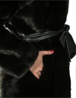 46 women Fur coat black mink with piping and slit neck fur mink Pelz Nerz меха fourrure - Image 5