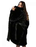 46 women Fur coat black mink with piping and slit neck fur mink Pelz Nerz меха fourrure - Image 4