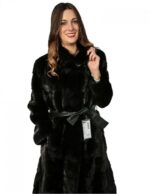 46 women Fur coat black mink with piping and slit neck fur mink Pelz Nerz меха fourrure - Image 6
