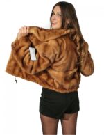 44 blouson golden mink fur woman with drawstring bottom edge and adjustable sleeve - Image 6