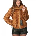 44 pelliccia donna blouson golden visone con coulisse fondo e bordo manica regolabile