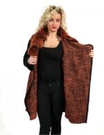 WOOL COAT WITH POCKETS ZIP BLACK AND ORANGE 46 - Image 3
