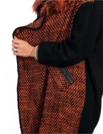 WOLLMANTEL MIT POCKETS ZIP SCHWARZ UND ORANGE 54 – Bild 4