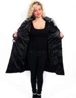 WOOL COAT LEATHER REVERSIBLE REX NECK DETACHABLE BELT PAINT 46 - Image 6