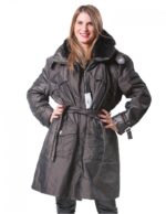 49 WOMEN'S FUR COAT WITH FOX NECK DARK BROWN OVERSIZED