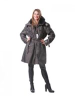 53 WOMEN'S FUR COAT WITH FOX NECK DARK BROWN OVERSIZED - Image 4