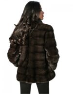 WOMEN'S MINK FUR COAT DYED COLLAR AND HORIZONTAL AURORA 46 - Image 5