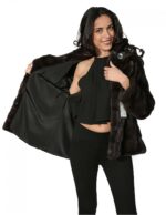 48 Women's fur coat dyed mink collar and lights with horizontal proces - Image 7