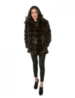 48 Women's fur coat dyed mink collar and lights with horizontal proces - Image 4