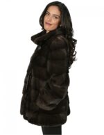 48 Women's fur coat dyed mink collar and lights with horizontal proces - Image 3