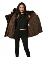 WOMEN'S JACKET MINK FUR COLLAR SCANBROWN ADJUSTABLE 48 - Image 7