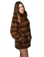 WOMEN'S FUR JACKET MINK SCANGLOW DRAWSTRING FUND AND NECK SLEEVE KOREAN 46 - Image 3