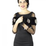 Collo in lapin nero con inserti in volpe argentata con chiusura per uso singolo Pelzkragen col fourrure 毛領 ворот шерсти fur coll