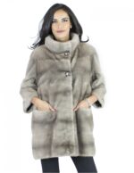 Pelliccia visone silver blue ganci 46 bottoni collo cratere fur mink норка Nerzpelzes fourrure vison