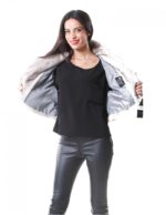 44 Pelliccia donna visone pelle intera mantellina colore silver blue collo bavero