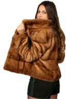 42 pelliccia donna blouson visone golden con lavorazione orizzontale con collo pistagna
