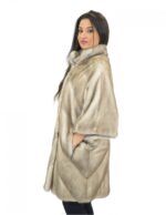 46 Women's Ice Mink Cape with Transverse Mandarin Collar and Mirror Button - Image 3