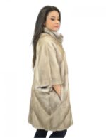 46 Women's Ice Mink Cape with Transverse Mandarin Collar and Mirror Button - Image 4